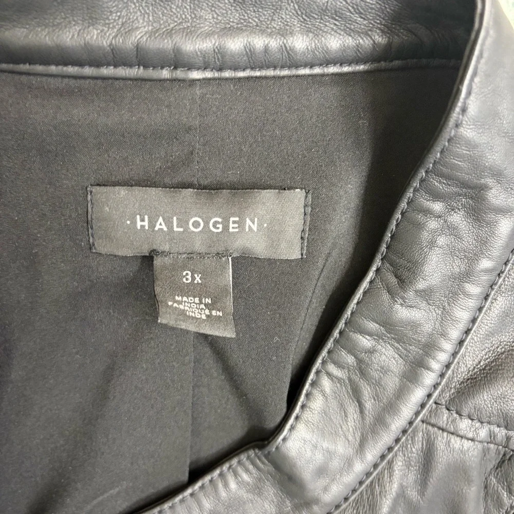 Halogen Women’s Black Leather Moto Jacket 3x - Picture 2 of 5